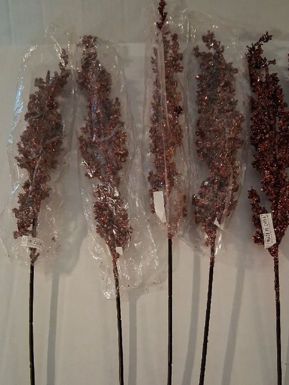 10pc Red Iced Glitter Christmas Floral Spray Stems 27